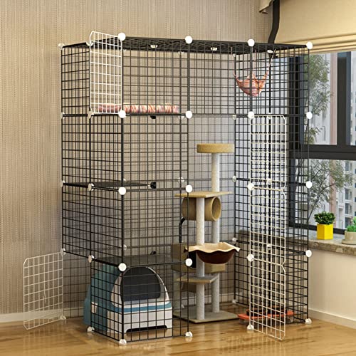 Katzenkäfig - Katzenschiff, Haustierkäfige für Katzen Metallgehäuse Netto -Übungshof -Zaun Käfig für kleine Haustiere Kaninchen Hedgehogs Katzenschiffeschweinchen FANDIAO von HFERTSCN