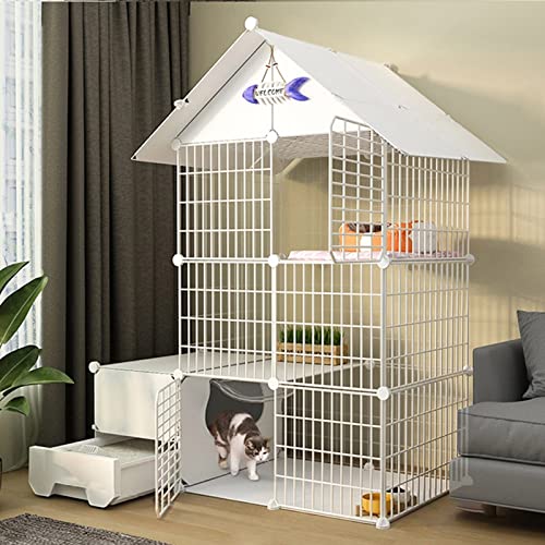 Katzenkäfig - Katzenschiff, Katzenkäfig mit Katzendrüsenschachtel, Frettchenkäfig mit Tür DIY -Haustieren Playpen Cats Create CAGE Kennel Faltbarer Zaun Yard für kleine Haustiere Kaninchen Igel Katze von HFERTSCN