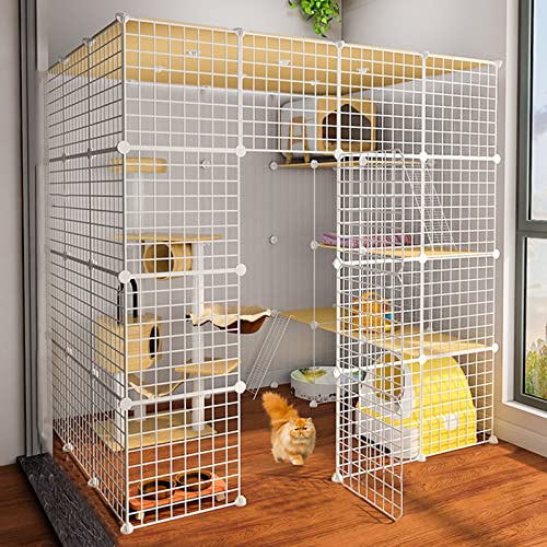 Katzenkäfig - Pet -Playpen Cat Playpen, tragbarer Metalldraht -Hofzaun, Kleiner Tierkäfig für den Innenbereich im Freien mit Katzenkäfigzubehör, weiß FANDIAO von HFERTSCN