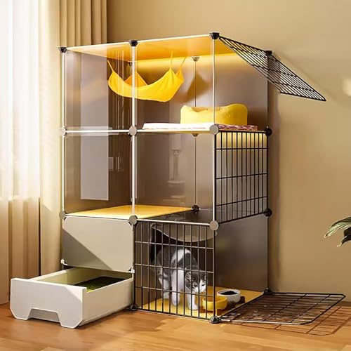 Katzenkäfig innen, Katzengehäuse, Katzenzwinger für Katzen, zusammenklappbarer Haustierkäfig, freistehende Katzentoilette, Metalldrahtzwingerkiste, leicht zu montieren, großer Trainingsort ideal für Katzenkäfig innen, Katzengehäuse, Katzenzwinger für Katzen, zusammenklappbarer Haustierkäfig, freistehende Katzentoilette, Metalldrahtzwingerkiste, leicht zu montieren, großer Trainingsort ideal für von HFERTSCN