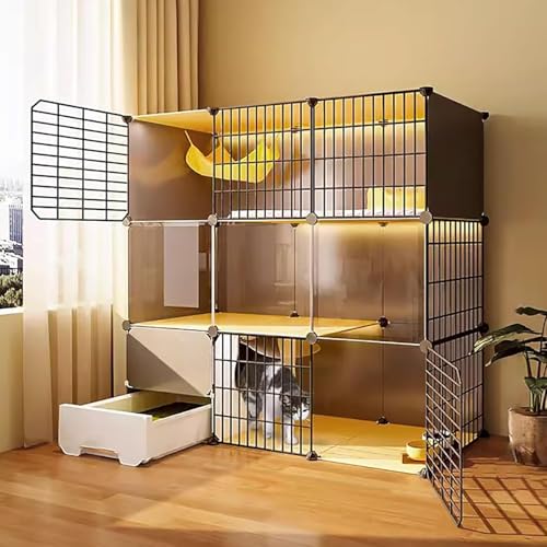 Katzenkäfig innen, Katzengehäuse, Katzenzwinger für Katzen, zusammenklappbarer Haustierkäfig, freistehende Katzentoilette, Metalldrahtzwingerkiste, leicht zu montieren, großer Trainingsort ideal für Katzenkäfig innen, Katzengehäuse, Katzenzwinger für Katzen, zusammenklappbarer Haustierkäfig, freistehende Katzentoilette, Metalldrahtzwingerkiste, leicht zu montieren, großer Trainingsort ideal für von HFERTSCN