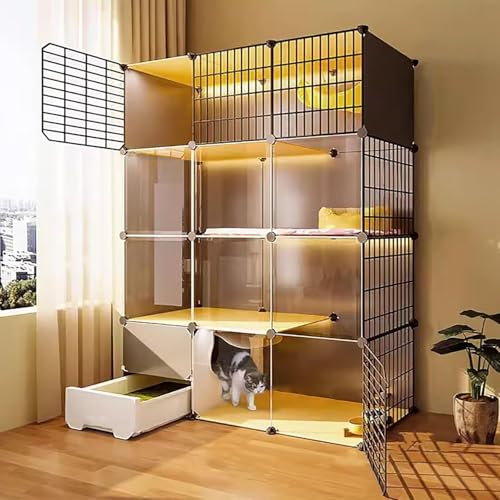 Katzenkäfig innen, Katzengehäuse, Katzenzwinger für Katzen, zusammenklappbarer Haustierkäfig, freistehende Katzentoilette, Metalldrahtzwingerkiste, leicht zu montieren, großer Trainingsort ideal für Katzenkäfig innen, Katzengehäuse, Katzenzwinger für Katzen, zusammenklappbarer Haustierkäfig, freistehende Katzentoilette, Metalldrahtzwingerkiste, leicht zu montieren, großer Trainingsort ideal für von HFERTSCN