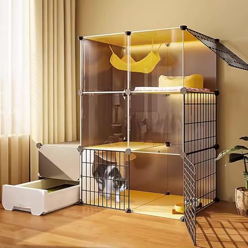 Katzenkäfig innen, Katzengehäuse, Katzenzwinger für Katzen, zusammenklappbarer Haustierkäfig, freistehende Katzentoilette, Metalldrahtzwingerkiste, leicht zu montieren, großer Trainingsort ideal für Katzenkäfig innen, Katzengehäuse, Katzenzwinger für Katzen, zusammenklappbarer Haustierkäfig, freistehende Katzentoilette, Metalldrahtzwingerkiste, leicht zu montieren, großer Trainingsort ideal für von HFERTSCN