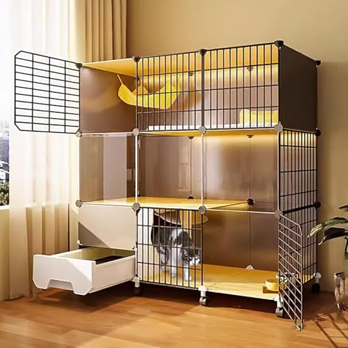 Katzenkäfig innen, Katzengehäuse, Katzenzwinger für Katzen, zusammenklappbarer Haustierkäfig, freistehende Katzentoilette, Metalldrahtzwingerkiste, leicht zu montieren, großer Trainingsort ideal für Katzenkäfig innen, Katzengehäuse, Katzenzwinger für Katzen, zusammenklappbarer Haustierkäfig, freistehende Katzentoilette, Metalldrahtzwingerkiste, leicht zu montieren, großer Trainingsort ideal für von HFERTSCN