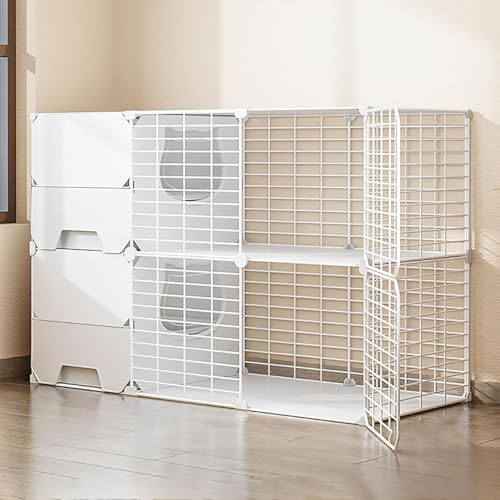Katzenkäfig mit Katzendrüsenschachtel, DIY -Katzengehäuse Kätzchen Playpen Großkatze Zwinger abtrennbarer Metallkäfig, Zuchtkatze Villa, extra großer freier Raum (Farbe: Weiß, Größe: 105x45x70cm) Katzenkäfig mit Katzendrüsenschachtel, DIY -Katzengehäuse Kätzchen Playpen Großkatze Zwinger abtrennbarer Metallkäfig, Zuchtkatze Villa, extra großer freier Raum (Farbe: Weiß, Größe: 105x45x70cm) von HFERTSCN