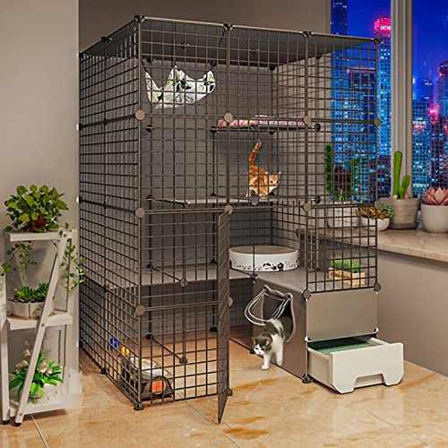 Katzenkäfige Innenräume, Innenkatze Käfige Gehäuse, DIY abtrennbare Metalldrahtzwinger Kiste Großer Trainingsplatz Kleiner Tierkäfiggebietskäfiggebiete mit 2 Tür für Haustier, ideal für 1-2 Katzen Katzenkäfige Innenräume, Innenkatze Käfige Gehäuse, DIY abtrennbare Metalldrahtzwinger Kiste Großer Trainingsplatz Kleiner Tierkäfiggebietskäfiggebiete mit 2 Tür für Haustier, ideal für 1-2 Katzen von HFERTSCN