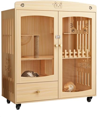 Katzenkäfige Innenräume, Katzenzweel im Freien Katzenkäfig Holz große Katzenvilla mit Rädern, Multi-Feature-geschlossene Katzenhäuser für Innenkatzen Lüftungstüren (Farbe: MDF-Board, Größe: Katzenkäfige Innenräume, Katzenzweel im Freien Katzenkäfig Holz große Katzenvilla mit Rädern, Multi-Feature-geschlossene Katzenhäuser für Innenkatzen Lüftungstüren (Farbe: MDF-Board, Größe: von HFERTSCN