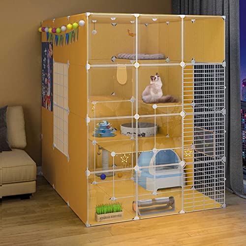Katzenkäfige Innenräume - Große Katzenkäfigkäfig -Katze Katze -Katzenkatze Cat -Gehäuse für Balkon abtrennbare Metalldraht Innenkennelzwinger Crate Kabe Kennels mit Katzentoilette - Großer von HFERTSCN