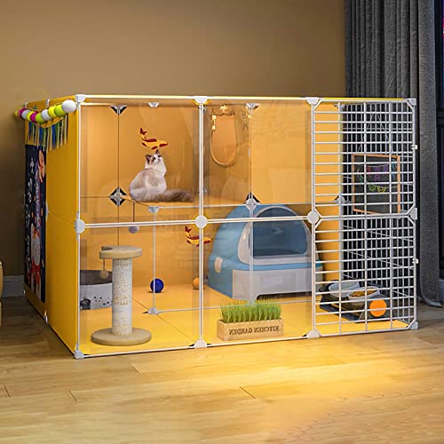 Katzenkäfige Innenräume - Große Katzenkäfigkäfig -Katze Katze -Katzenkatze Cat -Gehäuse für Balkon abtrennbare Metalldraht Innenkennelzwinger Crate Kabe Kennels mit Katzentoilette - Großer von HFERTSCN