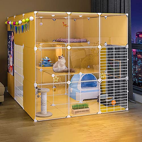 Katzenkäfige Innenräume - Große Katzenkäfigkäfig -Katze Katze -Katzenkatze Cat -Gehäuse für Balkon abtrennbare Metalldraht Innenkennelzwinger Crate Kabe Kennels mit Katzentoilette - Großer von HFERTSCN