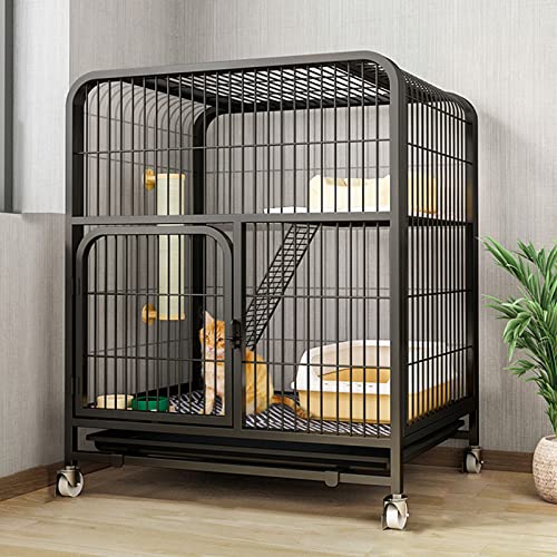 Katzenkäfige Innenräume große Gehäuse mit Rädern Metallhaus mit Tür und Hängematte, abnehmbares Haustierkiste für Kätzchen zum Schlafen, Schwarz und Weiß (Farbe: B-White, Größe: 88 * 62 * 95 cm (2 Katzenkäfige Innenräume große Gehäuse mit Rädern Metallhaus mit Tür und Hängematte, abnehmbares Haustierkiste für Kätzchen zum Schlafen, Schwarz und Weiß (Farbe: B-White, Größe: 88 * 62 * 95 cm (2 von HFERTSCN