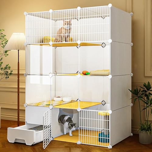 Katzenkäfige Innenräume große montierte Katzengehäuse mit Katzentoilette, Katzenschiffe Metalldraht Zwinger Katze Eigentumswohnung DIY Innenhäuser für 1-3 Katzen kleines Tier (Größe: 43,7 "LX Katzenkäfige Innenräume große montierte Katzengehäuse mit Katzentoilette, Katzenschiffe Metalldraht Zwinger Katze Eigentumswohnung DIY Innenhäuser für 1-3 Katzen kleines Tier (Größe: 43,7 "LX von HFERTSCN