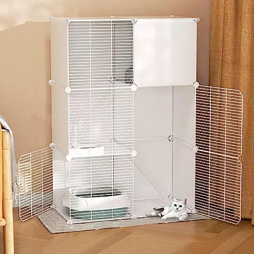 Katzenkäfige Innenräume großer Katzengehäuse, Katzenkäfig-Ecke, 3-stufige Katzenzwinger, Innen-DIY-Katzen-Spielstall für kleines Tier, verschlüsselter Netz FANDIAO von HFERTSCN