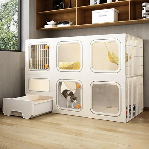 Katzenkäfige Innenraum groß mit Katzentoilette, Abnehmbarer Metall Kennelkisten Katze Cat Categloss, DIY Innenhäuser Home Assembled Pet Cage Cat Box Gehäuse (Farbe: Weiß, Größe: 41,7 "LX Katzenkäfige Innenraum groß mit Katzentoilette, Abnehmbarer Metall Kennelkisten Katze Cat Categloss, DIY Innenhäuser Home Assembled Pet Cage Cat Box Gehäuse (Farbe: Weiß, Größe: 41,7 "LX von HFERTSCN