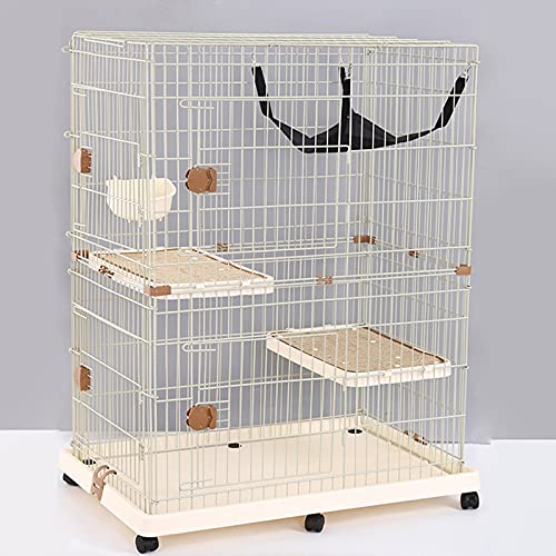 Katzenkäfige im Innenraum groß-Faltbare Katzenkäfige, 2-stufige Katzenwohnung ideal für 1-4 Katze für Hamster, Rennmäuse mit großem Wohnraum FANDIAO von HFERTSCN