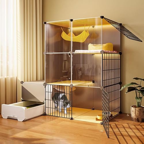 Katzenkisten für Innenkatzen, Hundekäfig-Spielstall für Kätzchen abnehmbare Metalldrahtzwinger Große Übungsstelle ideal für 1-3 Katze (Größe: 109 * 39 * 107 cm) FANDIAO von HFERTSCN