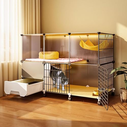 Katzenkisten für Innenkatzen, Hundekäfig-Spielstall für Kätzchen abnehmbare Metalldrahtzwinger Große Übungsstelle ideal für 1-3 Katze (Größe: 109 * 39 * 78 cm) FANDIAO von HFERTSCN