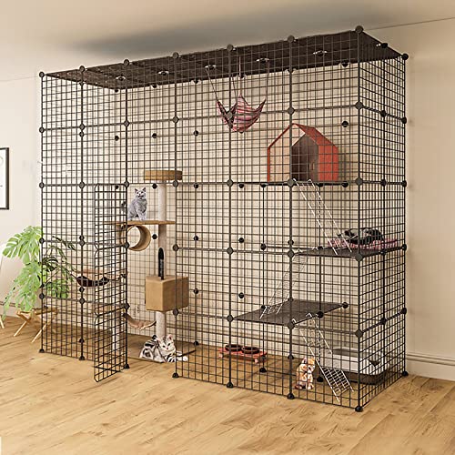 Katzenschiff, Katzenkäfig-Katzentüren, Gehäuse und Stufen, Katzenzwinger Metalldraht Kennels Kiste großer Trainingsplatz ideal für 1-3 Katze FANDIAO von HFERTSCN