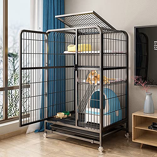 Katzenschulen, Katzenkäfige innen große 3 -tierende Katzenwohnung für Kätzchen Meerschweinchen - Räder innen im Freien, Schwarze 1x Hängematte, 1x Katzennest, Weiß FANDIAO von HFERTSCN