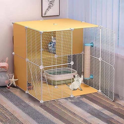 Small Animal Playpens Katzenkäfig, Katzen-Playpen-Metalldraht-Zwinger Kiste Kleiner Tierkäfig ideal für 1-2 Katze (Größe: 75 * 75 * 73 cm) FANDIAO von HFERTSCN