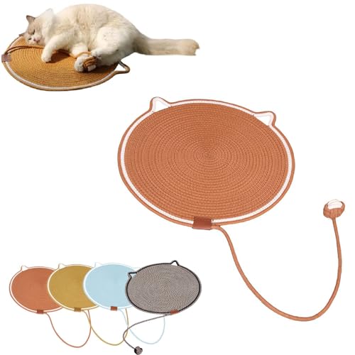 Kratzmatte für Katzen, natürliches Baumwollseil, 39 cm, rund, horizontal, für den Innenbereich, Katzen, Krallen, Nägel, Katzenmöbelschutz für Wand, Teppiche, Sofa, Braun Kratzmatte für Katzen, natürliches Baumwollseil, 39 cm, rund, horizontal, für den Innenbereich, Katzen, Krallen, Nägel, Katzenmöbelschutz für Wand, Teppiche, Sofa, Braun von HFLWYWD