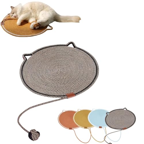 Kratzmatte für Katzen, natürliches Baumwollseil, 39 cm, rund, horizontal, für den Innenbereich, Katzen, Krallen, Nägel, Katzenmöbelschutz für Wand, Teppiche, Sofa, Schwarz Kratzmatte für Katzen, natürliches Baumwollseil, 39 cm, rund, horizontal, für den Innenbereich, Katzen, Krallen, Nägel, Katzenmöbelschutz für Wand, Teppiche, Sofa, Schwarz von HFLWYWD