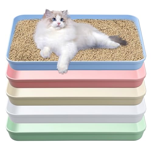 Katzentoilette, mittelgroß, offen, 38,1 x 26,1 x 4,1 cm, Kunststoff, Kätzchentoilette, niedriger Einstieg, Reise-Toilette für Katzen, Welpen, Kaninchen, Meerschweinchen, mehrfarbig, 5 Stück Katzentoilette, mittelgroß, offen, 38,1 x 26,1 x 4,1 cm, Kunststoff, Kätzchentoilette, niedriger Einstieg, Reise-Toilette für Katzen, Welpen, Kaninchen, Meerschweinchen, mehrfarbig, 5 Stück von HFYZZ