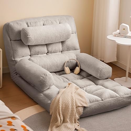 Verstellbares Schlafsofa, faltbares Schlafsofa mit 5 Positionen Rückenlehne, 2 Kissen und 2 Armlehnen, umwandelbares Couchbett mit Teddy-Samtbezug, Dunkelgrau, 180,3 x 94 cm (Dunkelgrau, 180,3 x 94 Verstellbares Schlafsofa, faltbares Schlafsofa mit 5 Positionen Rückenlehne, 2 Kissen und 2 Armlehnen, umwandelbares Couchbett mit Teddy-Samtbezug, Dunkelgrau, 180,3 x 94 cm (Dunkelgrau, 180,3 x 94 von HGFSGGGREEHY