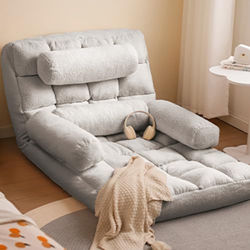 Verstellbares Schlafsofa, faltbares Schlafsofa mit 5 Positionen Rückenlehne, 2 Kissen und 2 Armlehnen, umwandelbares Couchbett mit Teddy-Samtbezug, Dunkelgrau, 180,3 x 94 cm (Hellgrau, 180,3 x 94 cm) Verstellbares Schlafsofa, faltbares Schlafsofa mit 5 Positionen Rückenlehne, 2 Kissen und 2 Armlehnen, umwandelbares Couchbett mit Teddy-Samtbezug, Dunkelgrau, 180,3 x 94 cm (Hellgrau, 180,3 x 94 cm) von HGFSGGGREEHY