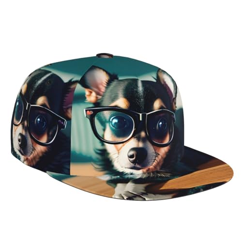 Chihuahua-Hundebrille, Uni, flache Krempe, Baseballkappe, gewaschen, weiche Kappe, verstellbare Baseballmütze, Papa-Hut, Schwarz, Einheitsgröße von HGFVY