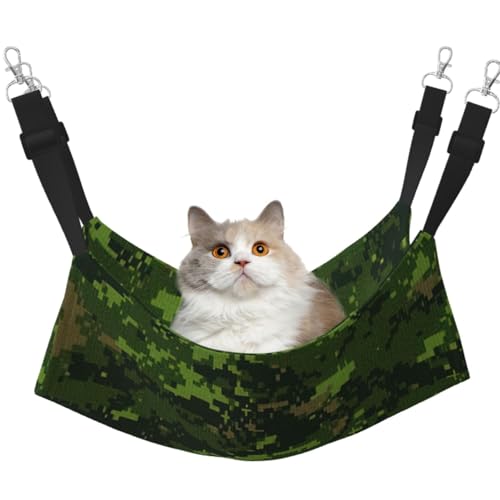 Green Army Digitale Camouflage-Hängematte, mit verstellbaren Gurten und Metallhaken, doppelseitiges Bett von HGFVY