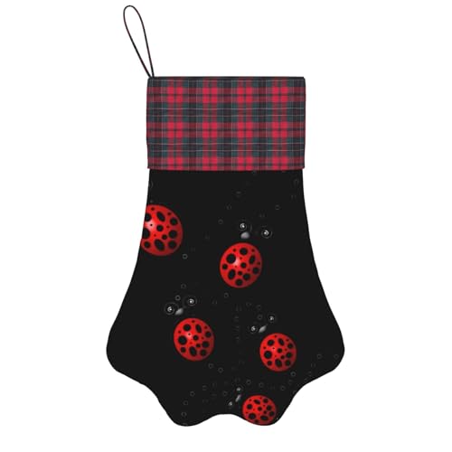 HGFVY Art Ladybug Tracks 1 Stück Weihnachtsstrümpfe Haustier Pfotenmuster Strümpfe für Haustier und Weihnachtsdekoration Geschenk von HGFVY