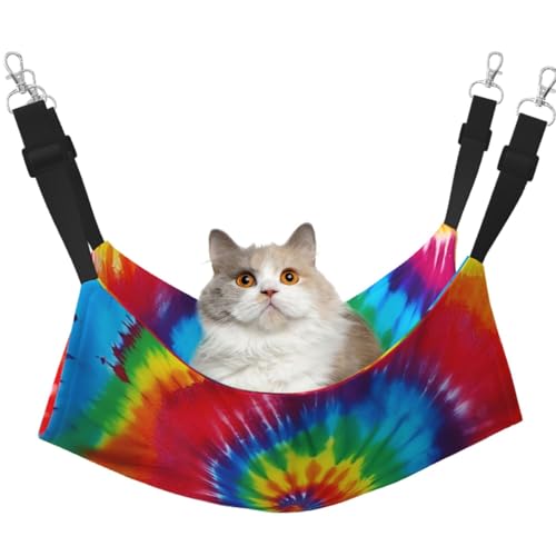 Hängematte, Batikfärbung, Regenbogenfarben, mit verstellbaren Riemen und Metallhaken, doppelseitiges Bett Hängematte, Batikfärbung, Regenbogenfarben, mit verstellbaren Riemen und Metallhaken, doppelseitiges Bett von HGFVY