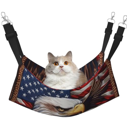 Hängematte, Motiv: Amerikanischer Weißkopfseeadler, mit verstellbaren Gurten und Metallhaken, doppelseitiges Bett von HGFVY