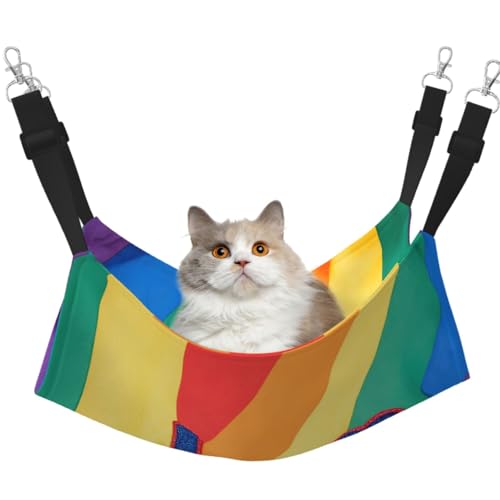 Hängematte, Regenbogenstreifen, mit verstellbaren Riemen und Metallhaken, doppelseitiges Bett von HGFVY