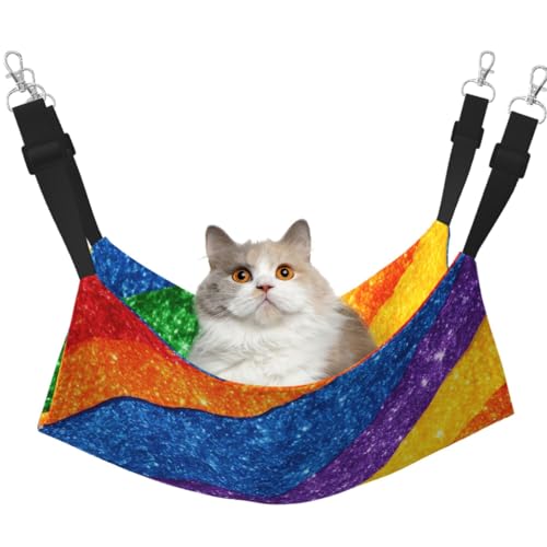 Hängematte, Regenbogenstreifen, mit verstellbaren Riemen und Metallhaken, doppelseitiges Bett Hängematte, Regenbogenstreifen, mit verstellbaren Riemen und Metallhaken, doppelseitiges Bett von HGFVY