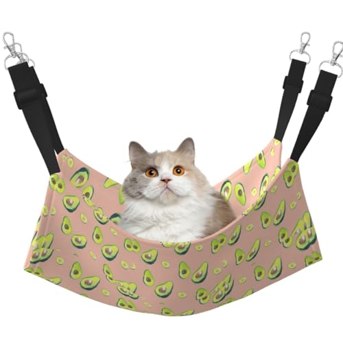 Hängende Haustier-Hängematte mit verstellbaren Gurten und Metallhaken, doppelseitiges Bett mit vielen Avocado-Bildern von HGFVY