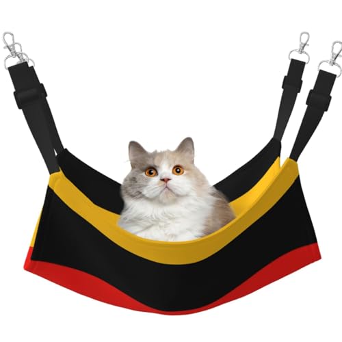Hängende Haustierhängematte mit Deutschland-Flagge, mit verstellbaren Gurten und Metallhaken, doppelseitiges Bett von HGFVY