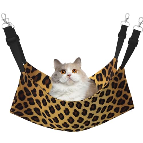 Hängende Haustierhängematte mit Leopardenmuster, verstellbare Gurte und Metallhaken, doppelseitiges Bett Hängende Haustierhängematte mit Leopardenmuster, verstellbare Gurte und Metallhaken, doppelseitiges Bett von HGFVY