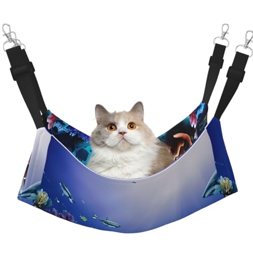 Hai schwimmen unter dem Meer hängende Haustierhängematte mit verstellbaren Gurten und Metallhaken, doppelseitiges Bett Hai schwimmen unter dem Meer hängende Haustierhängematte mit verstellbaren Gurten und Metallhaken, doppelseitiges Bett von HGFVY