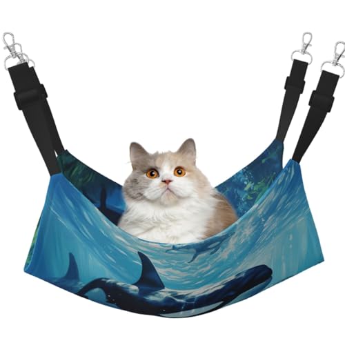 Killerwale schwimmen mit, hängende Haustierhängematte mit verstellbaren Riemen und Metallhaken, doppelseitiges Bett Killerwale schwimmen mit, hängende Haustierhängematte mit verstellbaren Riemen und Metallhaken, doppelseitiges Bett von HGFVY