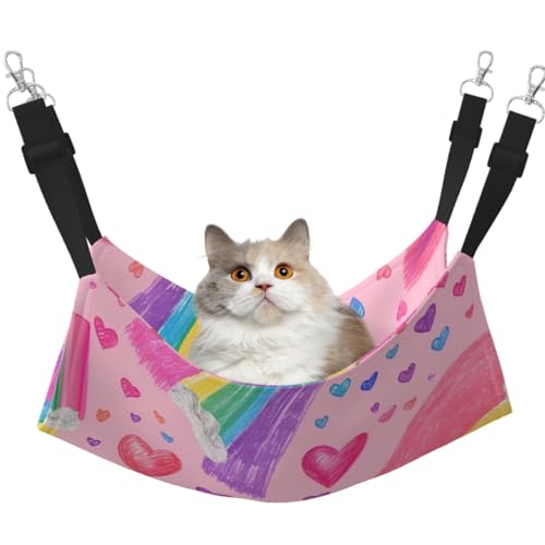 Kleine Hängematte für Haustiere, Regenbogenfarben, mit verstellbaren Gurten und Metallhaken, doppelseitiges Bett Kleine Hängematte für Haustiere, Regenbogenfarben, mit verstellbaren Gurten und Metallhaken, doppelseitiges Bett von HGFVY