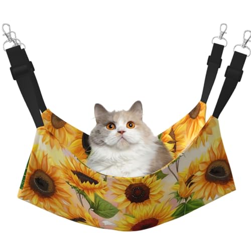 Sonnenblumen-Hängematte für Haustiere, mit verstellbaren Gurten und Metallhaken, doppelseitiges Bett von HGFVY