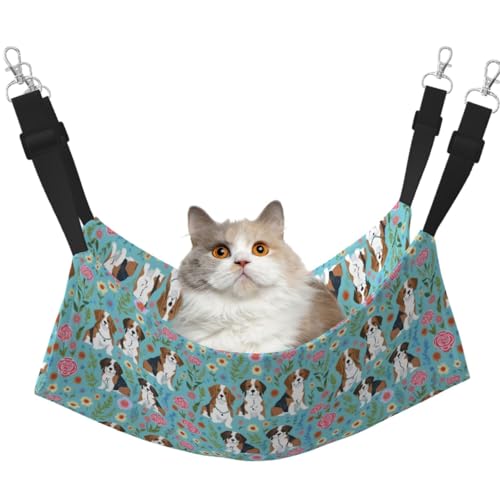 Sweet Basset Hound Florals Hängematte, mit verstellbaren Gurten und Metallhaken, doppelseitiges Bett von HGFVY