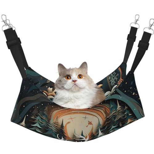 Weihnachtshirsch hängende Haustierhängematte mit verstellbaren Gurten und Metallhaken, doppelseitiges Bett Weihnachtshirsch hängende Haustierhängematte mit verstellbaren Gurten und Metallhaken, doppelseitiges Bett von HGFVY