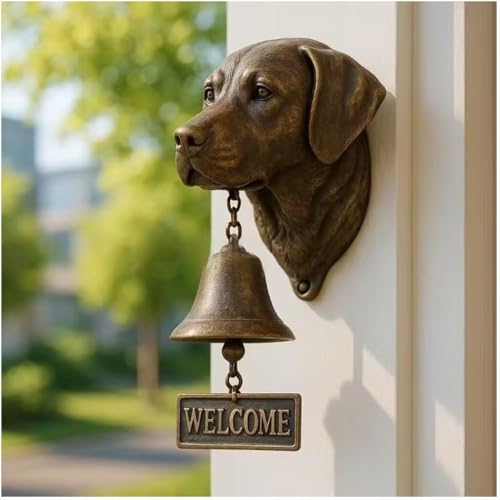 Dog Welcome Türklingel-Serie, einzigartige Tier-Türklingel, Vintage-Glocke, Gusseisen, Wanddekoration, Windspiel, hängende Figur, Ornamente, Outdoor-Dekoration, Abendessen, Glocken, kreatives Geschenk von HGMMFZ