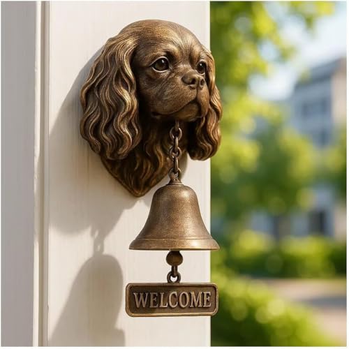 Dog Welcome Türklingel-Serie, einzigartige Tier-Türklingel, Vintage-Gusseisen, Glocke, Wanddekoration, Windspiel, hängende Figur, Ornamente, Outdoor-Dekoration, Abendessen, Glocken, kreatives Geschenk von HGMMFZ