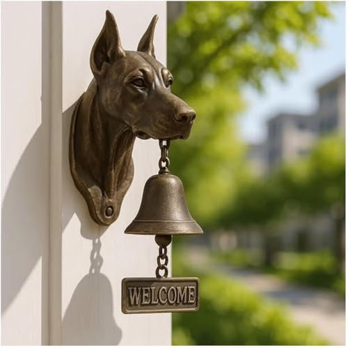 Dog Welcome Türklingel-Serie, einzigartige Tier-Türklingel, Vintage-Gusseisen, Glockenspiel, Wanddekoration, Windspiel, hängende Figur, Ornamente, Outdoor-Dekoration, Abendessen, Glocken, kreatives von HGMMFZ