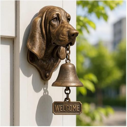 Dog Welcome Türklingel-Serie, einzigartige Tier-Türklingel, Vintage-Gusseisen, Glockenspiel, Wanddekoration, Windspiel, hängende Figur, Ornamente, Outdoor-Dekoration, Abendessen, Glocken, kreatives von HGMMFZ