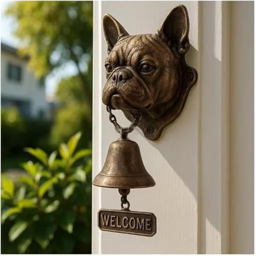 Dog Welcome Türklingel-Serie, einzigartige Tier-Türklingel, Vintage-Gusseisen, Windspiel, hängende Figur, Ornamente, Outdoor-Dekoration, Abendessen, Glocken, kreatives Geschenk für Welpenliebhaber von HGMMFZ
